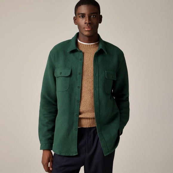 Crew Men's Green Button-Up Shirt Heavyweight chamois workshirt